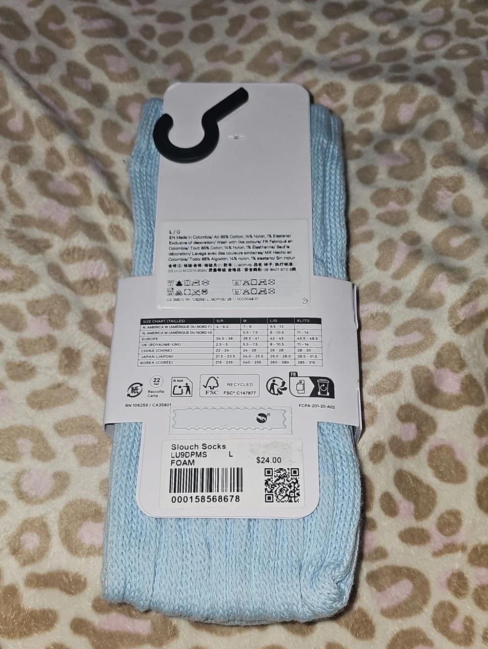 Lululemon Slouch Socks, Nwts FOAM! Size Large! Great To Wear With Leggings!